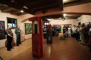 The festival has poetry as its basis and features multilingual readings accompanied by concerts, films, performances, exhibitions and art installations. Exhibition opening, <!--LINK'" 0:136--> 2008